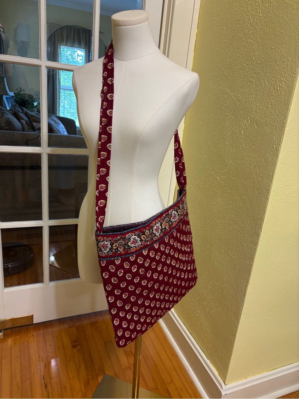 Vera Bradley Patterned Crossbody Bag with Floral Trim